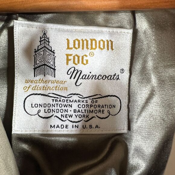 Vtg London Fog Double Breasted Trench Coat Removable Lining Men Size 40R Khaki - Picture 4 of 5